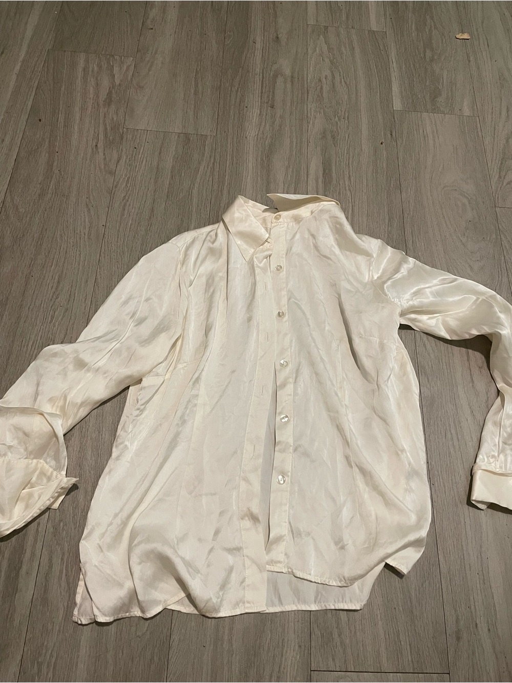 Worthington Cream Satin Button-Up Blouse